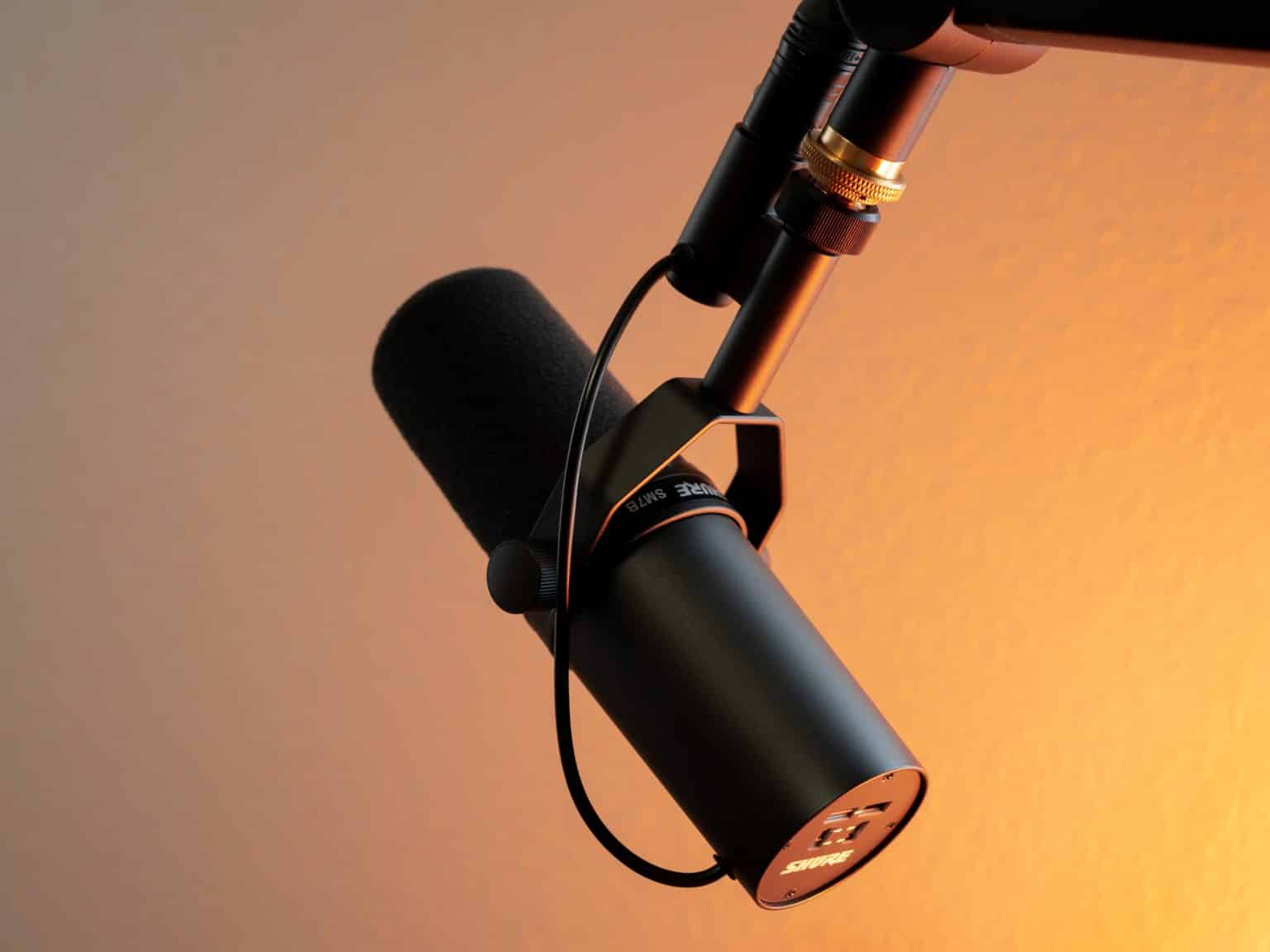 microphone on an orange background
